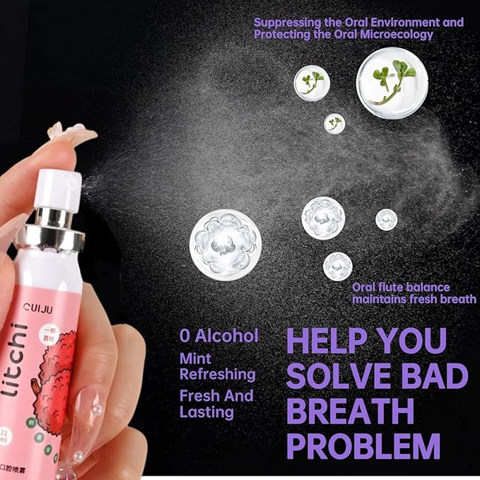 5PCS Fruit Oral Breath Spray, Bad Breath Treatment for Adults, Dry Mouth Spray for Bad Breath, Mouth Breath Freshener, Effective Mouth Oral Breath Spray