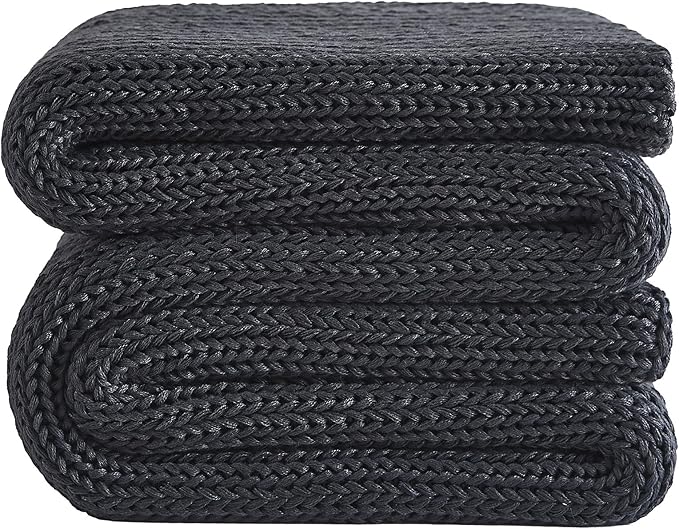 L'AGRATY Knitted Weighted Blanket - 50"x60" 7lbs Cooling Chunky Knit Heavy Blanket for Adults Braided Crochet Throw Thick Cable Yarn Knit Decorative No Beads Evenly Weighted Machine Washable