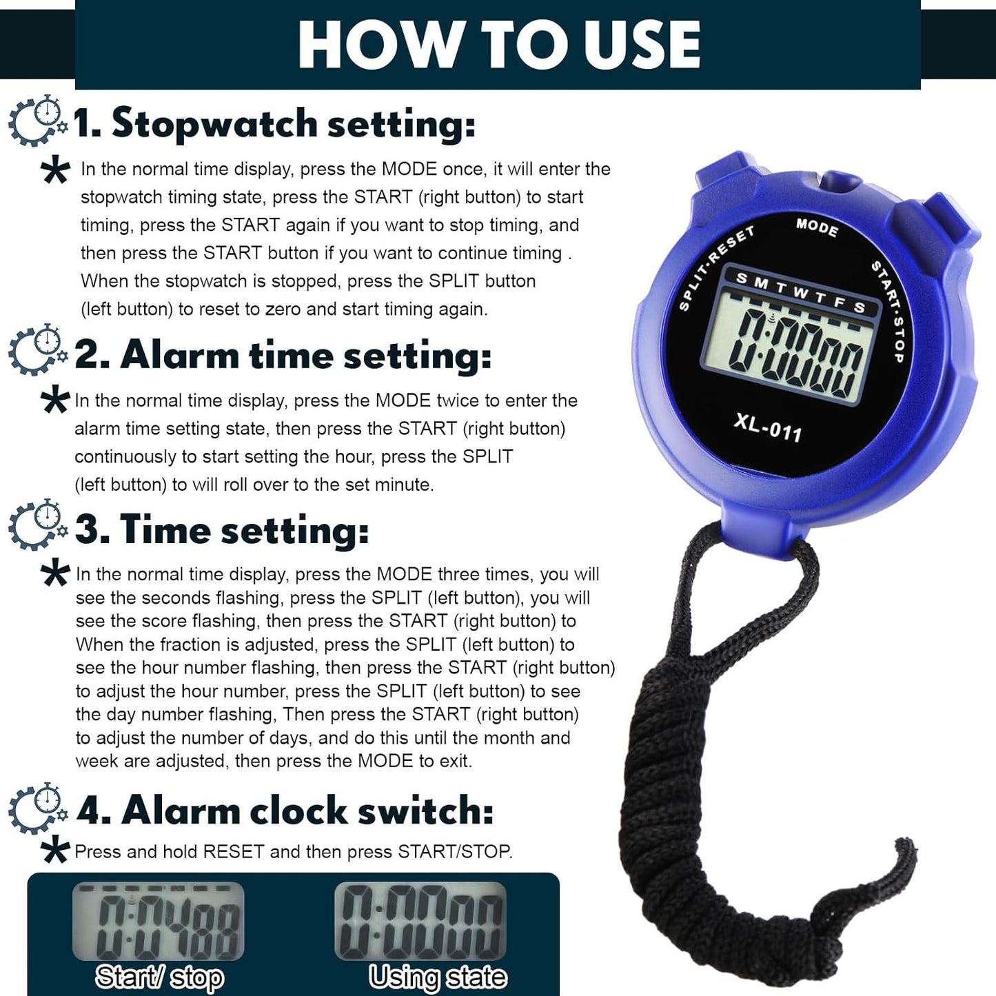 Kanayu 28 Pcs Multi Function Digital Stopwatch Timer Bulk Sports Stopwatch with Lanyard Date Time Alarm Timer for Coach Swimming Running Sports Train