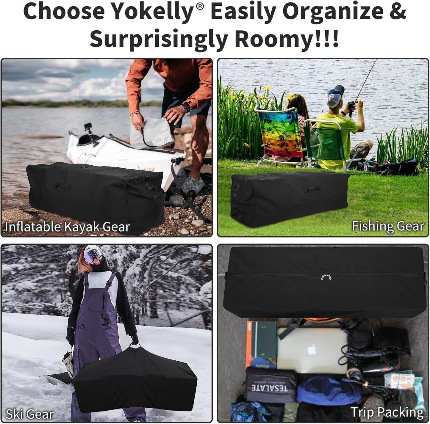 42 Inch Canvas Duffel Bag 150L Extra Large Luggage Duffle for Travel Sport and Camping - Black