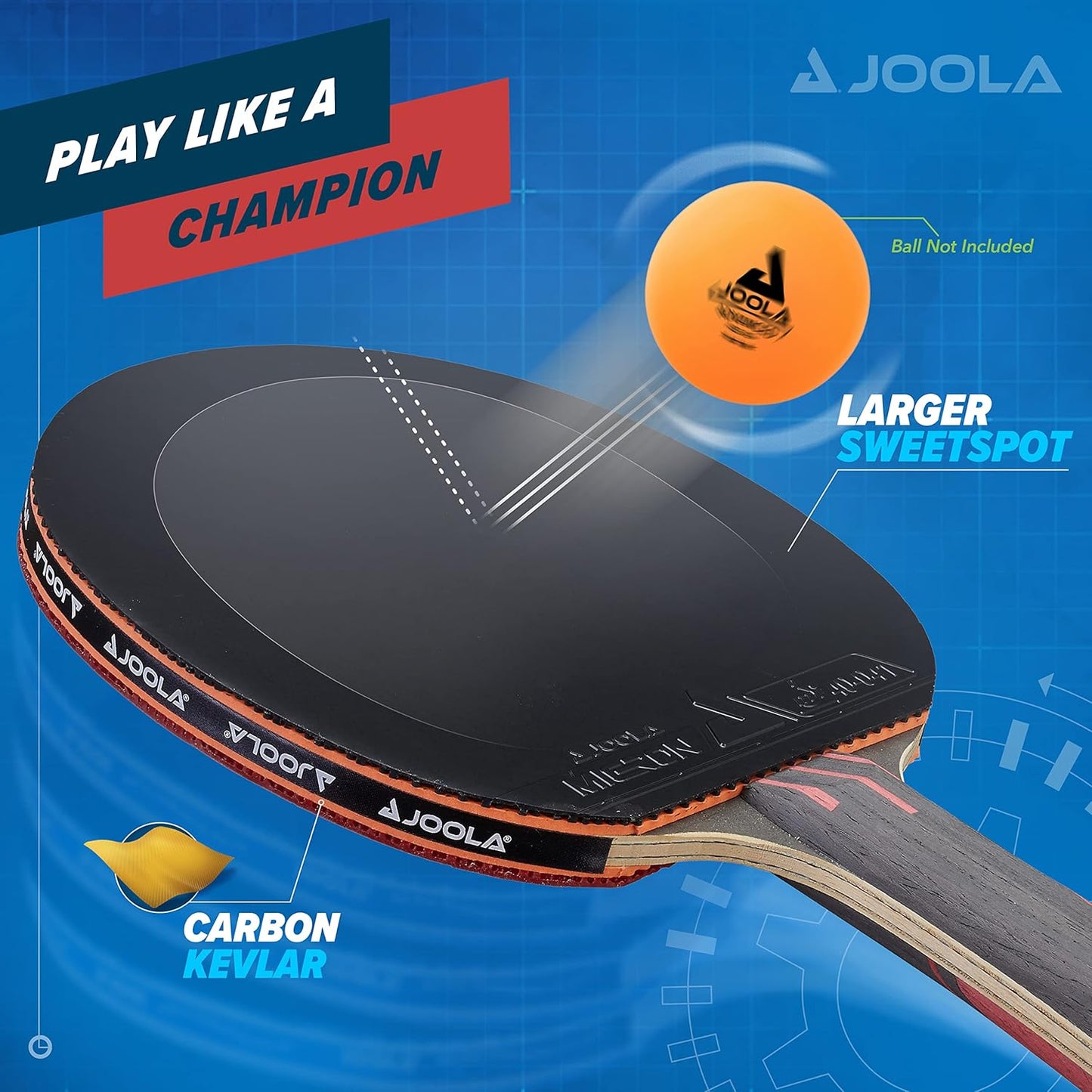 JOOLA Infinity Overdrive - Professional Performance Ping Pong Paddle with Carbon Kevlar Technology - Black Rubber on Both Sides - Competition Table Tennis Racket for Advanced Training - Extreme Speed