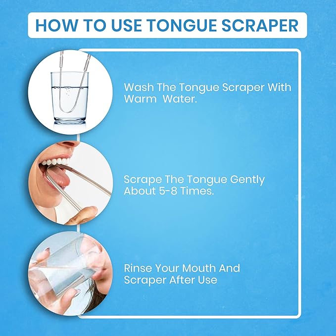 Tongue Scraper for Adults by HOKIN (2Pcs Oral Care Pack) Stainless Steel Tongue Cleaners Reduce Bad Breath 100% Metal Tough Scrapers Men and Women Hygiene Product