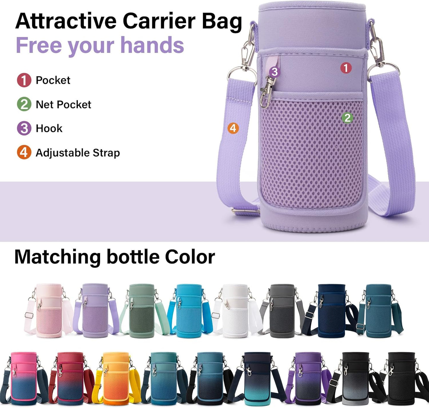 Insulated Water Bottle | Thickened Stainless Steel Vacuum Metal | Portable Sports Water Jug for Gym and Hiking with Straw, Carrier Bag, Handle Strap | BPA-Free 32 oz