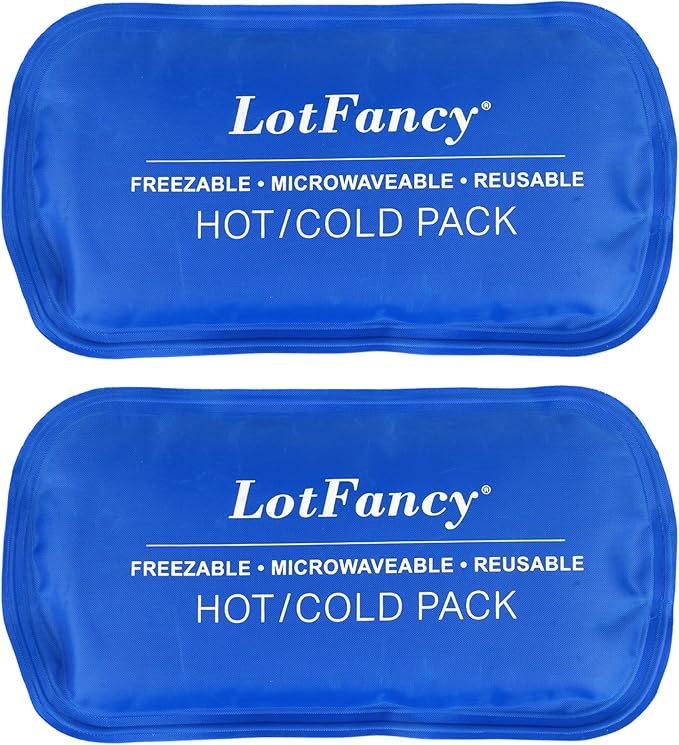 LotFancy Gel Ice Packs, 2pc Reusable Hot Cold Pack for Therapy, Heating Cooling Gel Pad, Pain Relief for Face, Head, TMJ, Wisdom Teeth, Oral Facial Surgery, Sport Injuries, Migraine, Muscle Joint