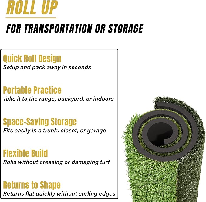 6x4ft Extra Large & 5x4ft Extra Thick Premium Golf Mat | Golf Mats Practice Indoor, Outdoor, or with Simulator/Net | Durable Golf Hitting Mat with Tees