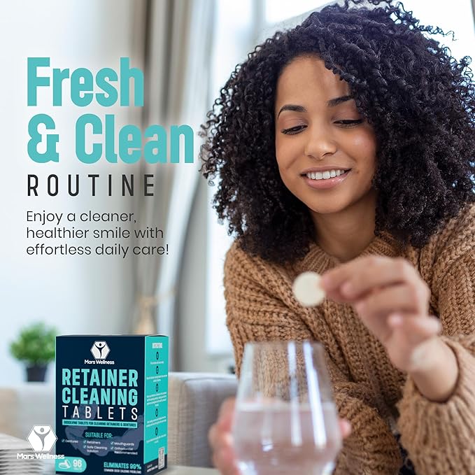 Mars Wellness Retainer Cleaner Tablets - 96 Count Denture Cleaning Tablets, Mouthguard Cleaner, Effectively Removes Odors and Stains, Fresh Oral Hygiene Solution
