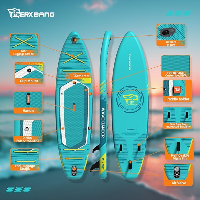 11'6"/11'/10' Inflatable Paddle Board with Complete Accessories, Versatile Premium Paddle Boards for Adults/Youth, Stand Up Paddle Board Polar/Wave/Sunny Wave Collection