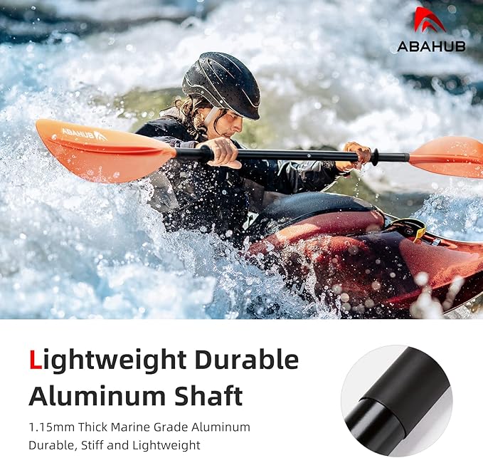 Abahub Kayak Paddle, 90.5 Inches Kayaking Oars for Boating, Canoeing with Free Paddle Leash, Aluminum Alloy Shaft Black/Blue/Green/Orange/Yellow Plastic Blades