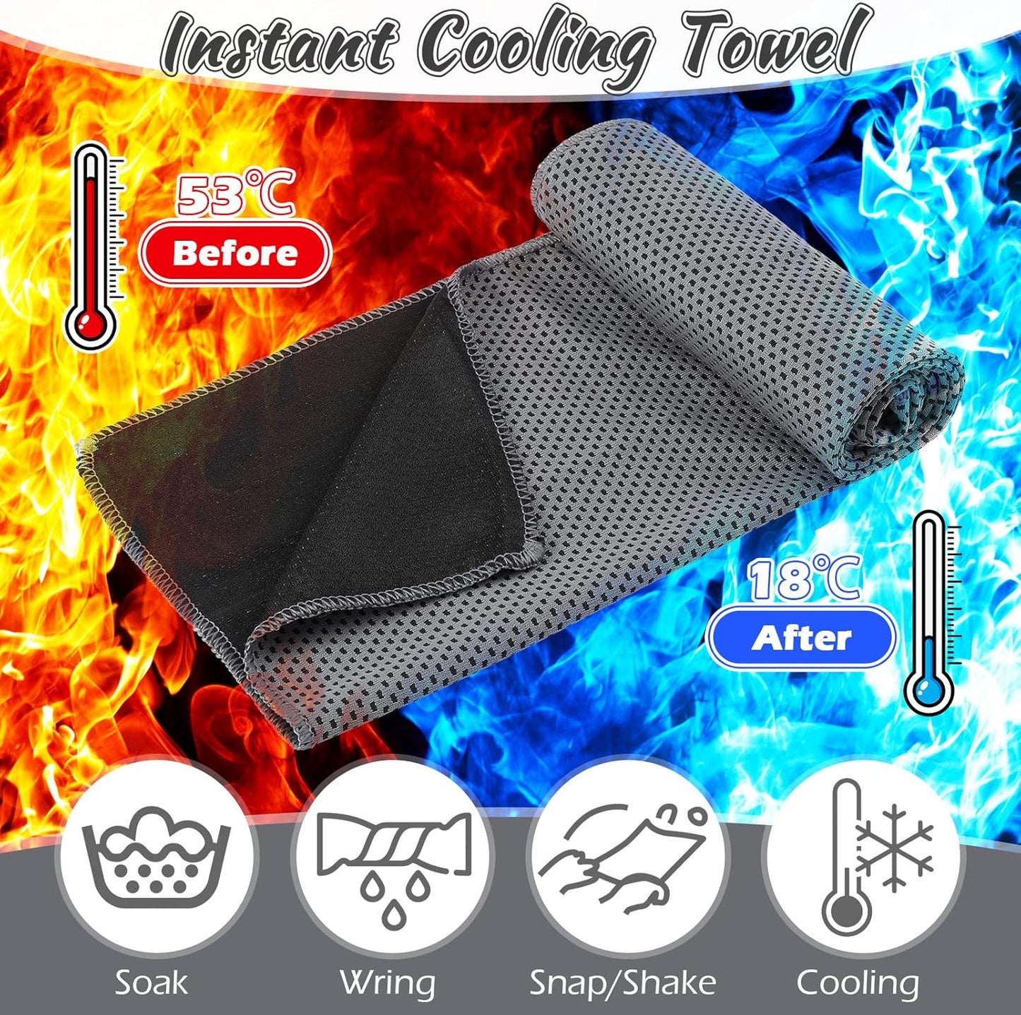 20 Pcs Cooling Towel 40" x 12" Ice Towel for Neck and Face Microfiber Chilly with Bag Breathable Yoga Gym Stay Cool Towels Sweat Rag for Workout Running Camping Pilates Beach Accessories (Dark Gray)