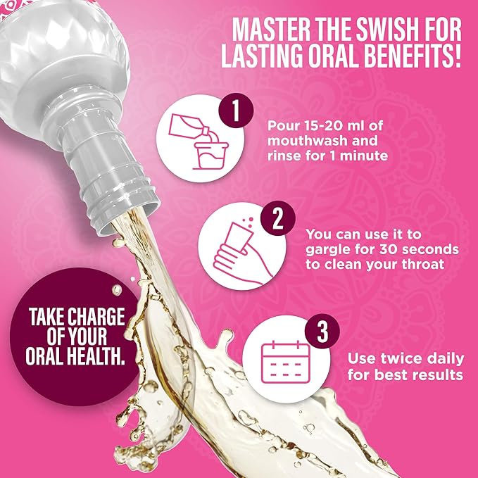 GuruNanda Alcohol-Free Mouthwash, Unflavored & Unsweetened, Gentle on Sensitive Mouths, 12-Hour Fresh Breath, No Artificial Additives, Made in The USA, 33.8oz