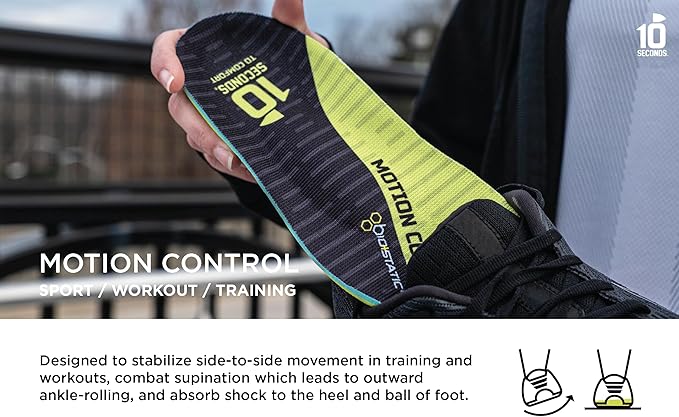 10 Seconds 3210 Motion Control Shoe Insoles, M 14