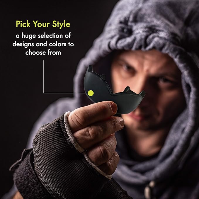 DAMAGE CONTROL High-Impact Mouth Guard – Sports Mouthguard for Boxing, Football, Hockey, Lacrosse & Basketball, Protects Teeth & Jaw, Protective Mouthpiece for Adults & Youth (Adult, Black 2.0)