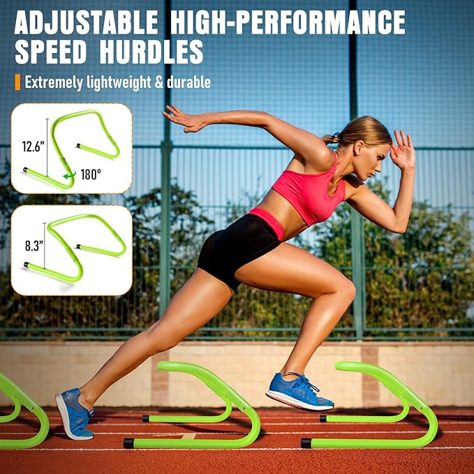 Agility Ladder, Speed Training Equipment Set, 20ft Agility Ladder, 12 Soccer Cones, 4 Hurdles, Jump Rope, Running Parachute, Basketball Football Soccer Training Equipment for Kids, Youth, Adults