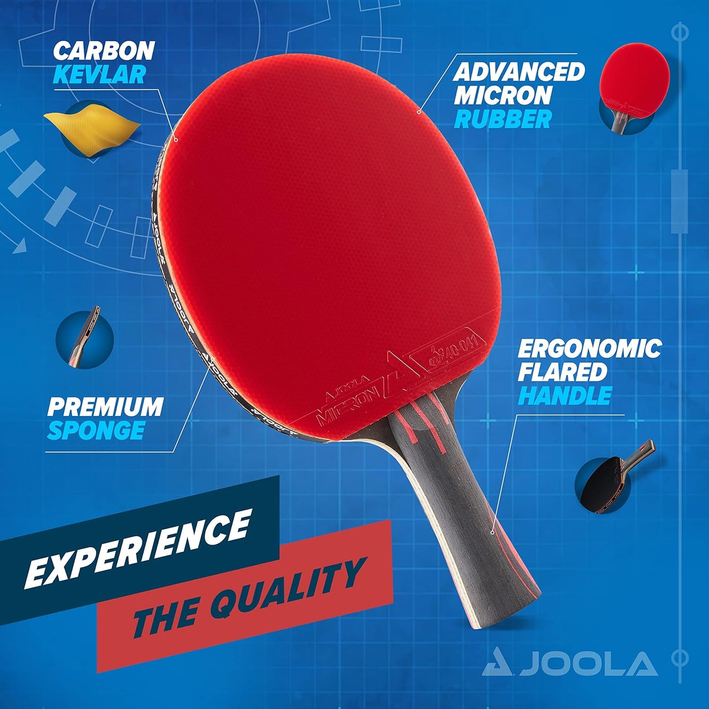 JOOLA Infinity Overdrive - Professional Performance Ping Pong Paddle with Carbon Kevlar Technology - Black Rubber on Both Sides - Competition Table Tennis Racket for Advanced Training - Extreme Speed
