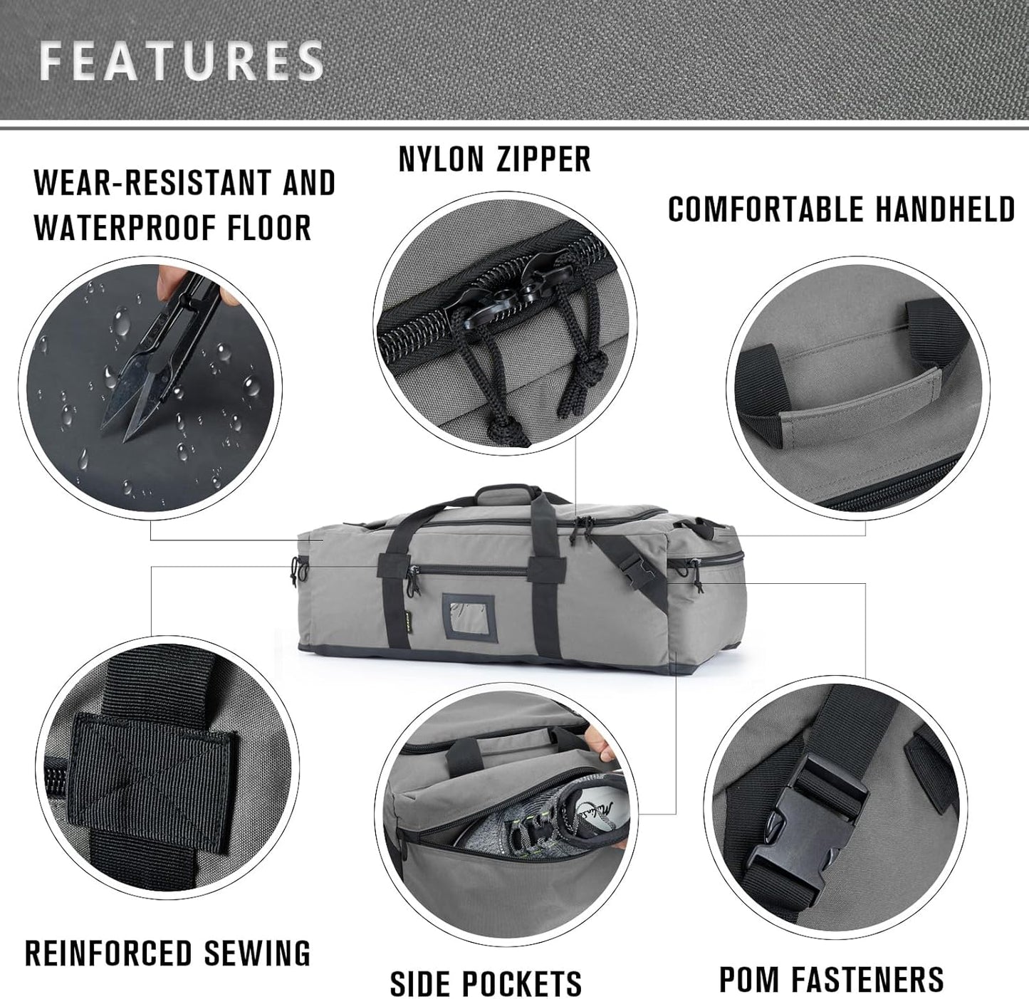 105l Large Duffel Bag For Travel, Gym & Sports - Water Repellent Polyester, Hidden Straps, Shoe Compartment - Perfect Luggage Duffle Bag Or Backpack For Men & Women