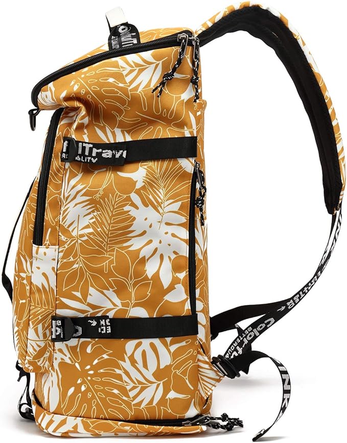 Kalesi Gym Duffle Bag Backpack 4-Way Waterproof with Shoes Compartment for travel Sport Hiking laptop (Mustard yellow)