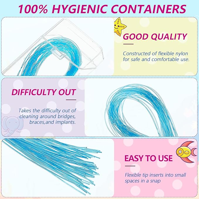 Preteen Kids Floss Threaders, Deep Clean Orthodontic Threader Floss for Braces, Bridges, and Implants 200PCS (4Pack)