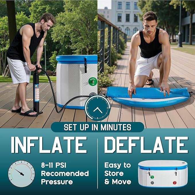 Albott Inflatable Cold Plunge Tub for Athletes, Ice Bath Tub with Insulated Lid Non-Slip Mat, Water Chiller Compatible, Portable for Indoor & Outdoor Recovery, 210 Gal, 71" L x 35" W x 30" H
