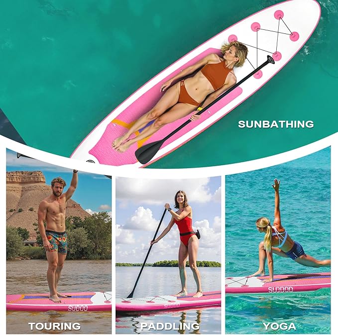 Inflatable Stand Up Paddle Board 10‘x30‘‘- Ultra-Light SUP with Backpack, Pump, Paddle, Coil Leash, 3 Fins, Repair Kit, Stable Design, Non-Slip EVA Deck for Adults & Youth
