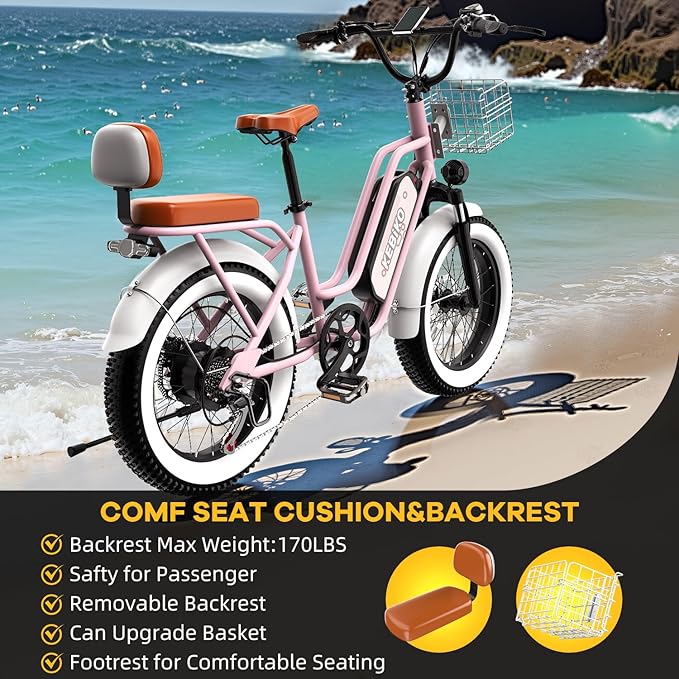 1500W Electric Bike for Adults,48V 20/60Ah Removable Battery Max Range 80Miles & 30MPH Electric Bicycle,20''×4" Fat Tire Ebike,Adult Electric Bicycles for Commute Beach Snow,E-Bike UL Certified