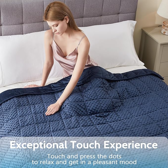 L'AGRATY Weighted Blanket for Adult - 48"x72" 20lbs Minky Dots Heavy Blanket with Glass Beads: Soft Breathable for All-Season Summer Fall Winter Thick Comfort for Sleeping