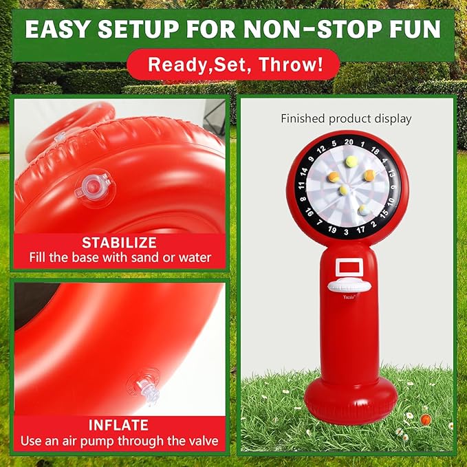 Inflatable Dart Board with Pump,5.6FT Inflatable Games Set with Basketball Hoop Feature,Dart Boards for Adults Kids,Fun Toss Games for Indoor,Outdoor,Backyard&Party Favor