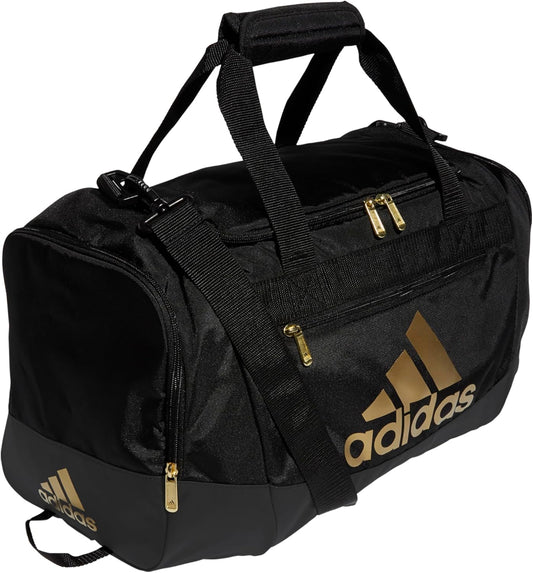 adidas Unisex Defender 4.0 Gym Duffel Bag for Men and Women, Black/Gold Metallic, Small (38L)