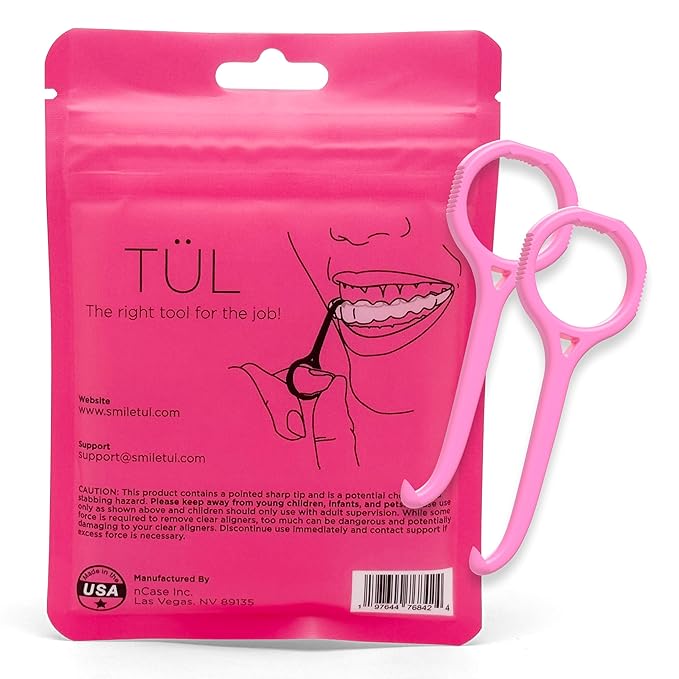TÜL | Only Invisalign Remover Tool Made in the USA | Lifetime Replacements | Ortho Recommended Aligner Remover Tool & Retainer Remover Tool | Pink 2 Pack | Top Invisalign Accessories