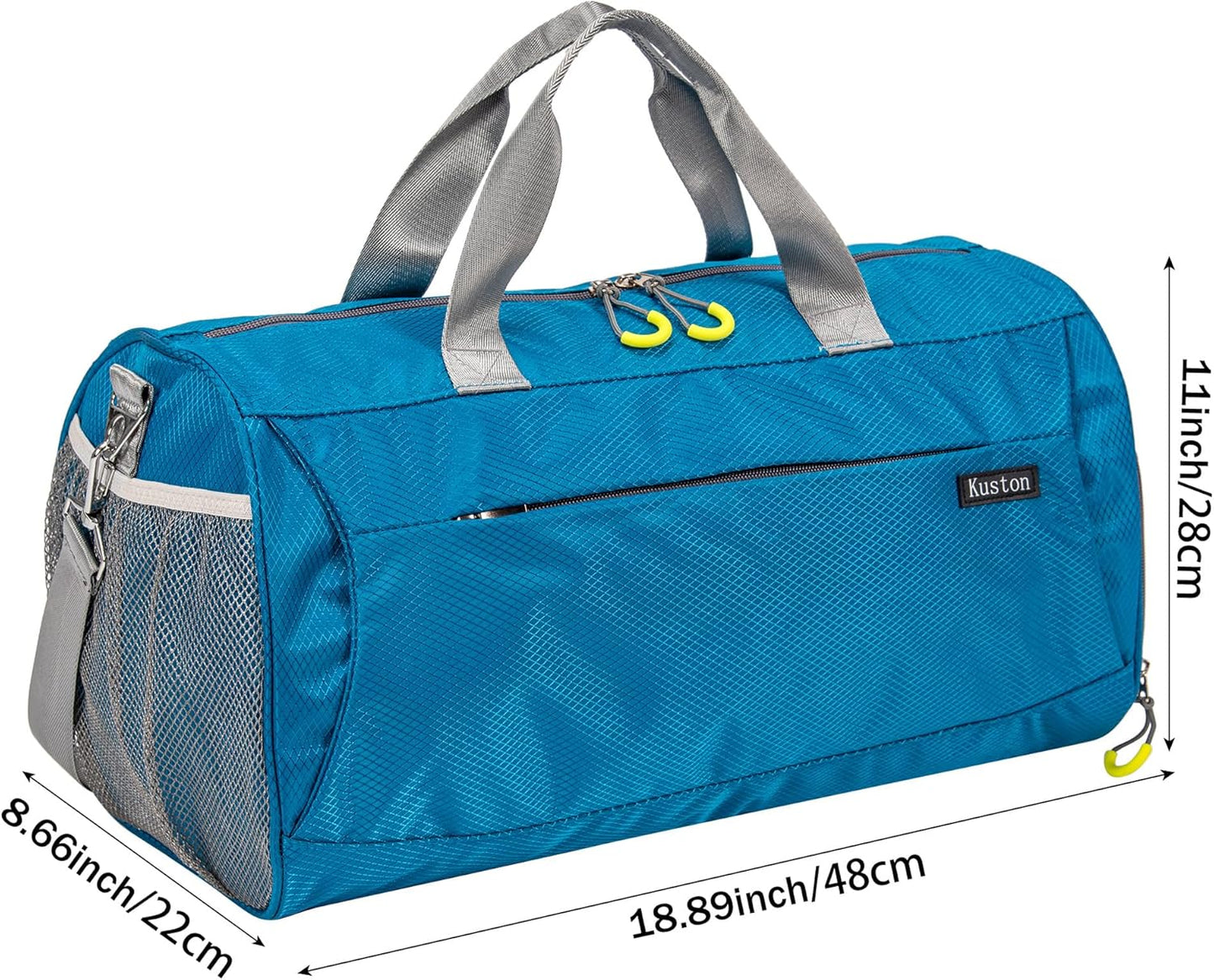 Kuston Sports Gym Bag with Shoes Compartment, Trolley Sleeve and Wet Pocket Gym Duffel Bag Overnight Bag-Upgraded