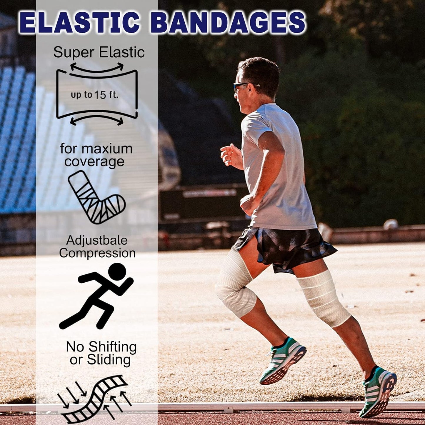 24 Pack Elastic Bandage Wrap 3” Bandage Wrap with Hook and Loop Closure on Both Ends Self Adhesive Bandage Wrap for Sports, Medical, and Injury Recovery