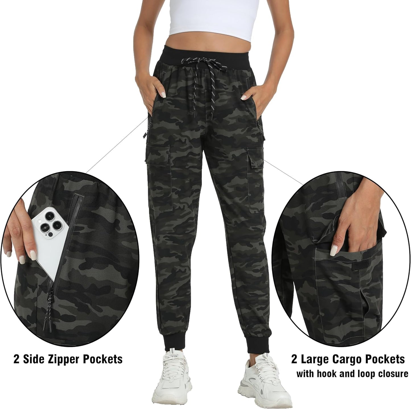 Kcutteyg Womens Water Resistant Hiking Pants with Pockets Quick Dry Soft Athletic Workout Joggers Pants for Camping Travel