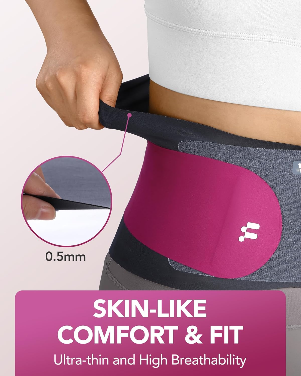 0.5mm Ultra Thin Back Brace with 3D Lumbar Pad, Seamless Yoga Fabric, Lightweight Back Brace for Lower Back Pain Women Men, Sciatica, Posture, Back Support Brace for Wearing Under Clothes