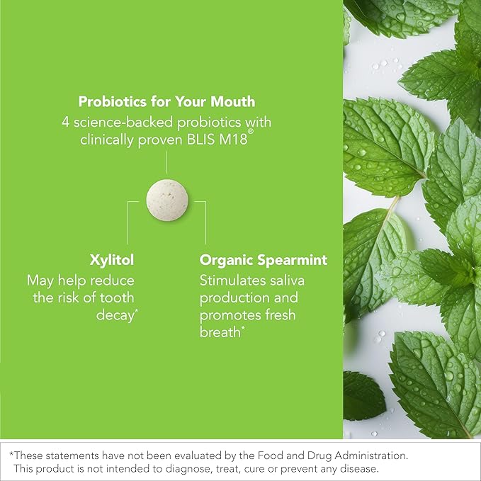 Biocidin Dentalflora Oral Probiotic - Supports Oral Microbiome & Teeth Care - Helps Reduce Formation of Dental Plaque - Breath Freshener Tablets (30 Mint Fresh Tablets)