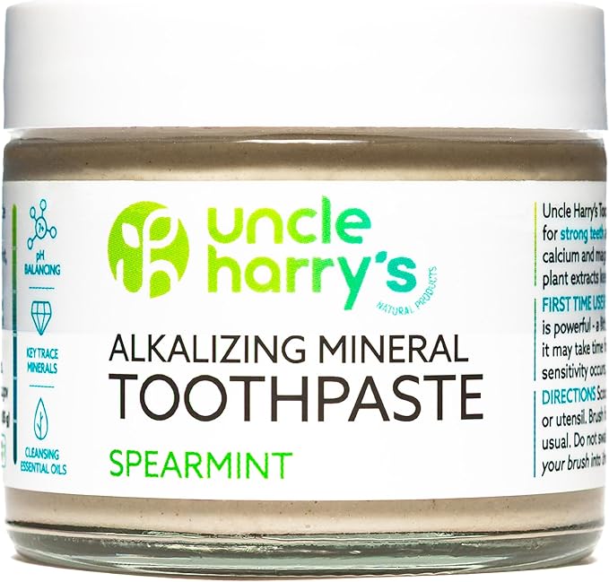 Uncle Harry's Spearmint Remineralizing Toothpaste | Natural Whitening Tooth Paste Freshens Breath & Promotes Enamel | Vegan Fluoride Free Toothpaste (2 Pack)