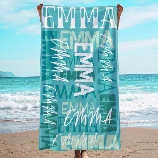 JML Personalized Beach Towel with Name, Custom Beach Towel with Name, Customized Microfiber Pool Towel, Quick Dry & Absorbent Swim Towel for Adult,Anniversary, Birthday, Summer Holiday,Vacation