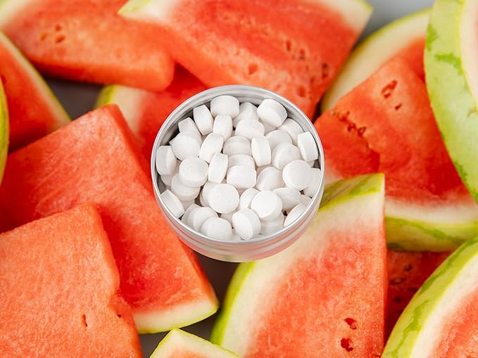 J&L Naturals Toothpaste Tablets | 62-Pack Travel-Friendly Toothpaste | Fluoride + Plastic Free, Vegan, Cruelty Free, Sustainable | Woman-Owned Small Business (Watermelon, 62 Count (Pack of 4))