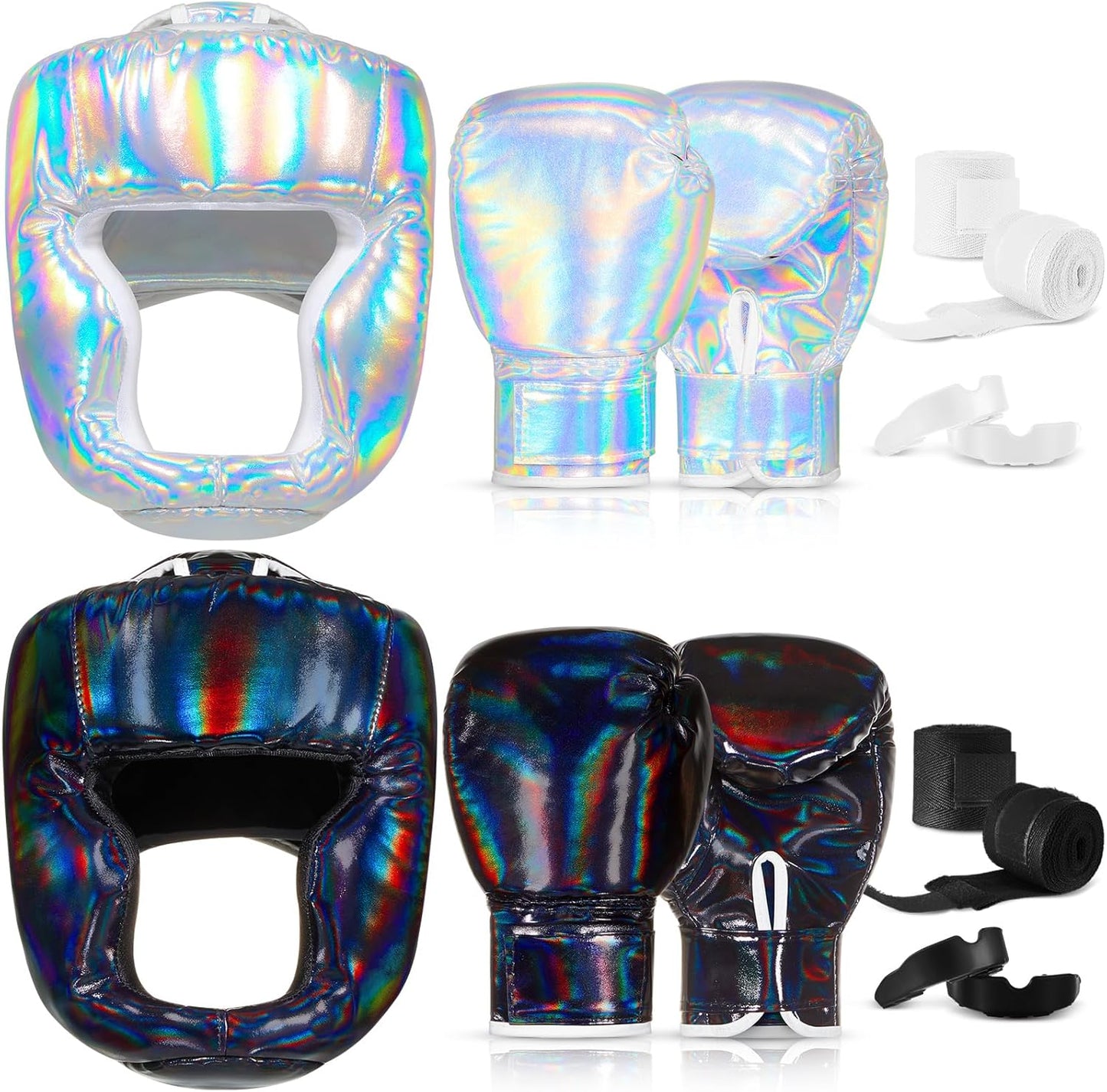 Kanayu 14 Pcs Boxing Set Including 2 Pair of 16 oz Boxing Gloves Headgear Helmet and Hand Wraps Mouth Guards Gifts for Adults Youth Beginners Training Equipment