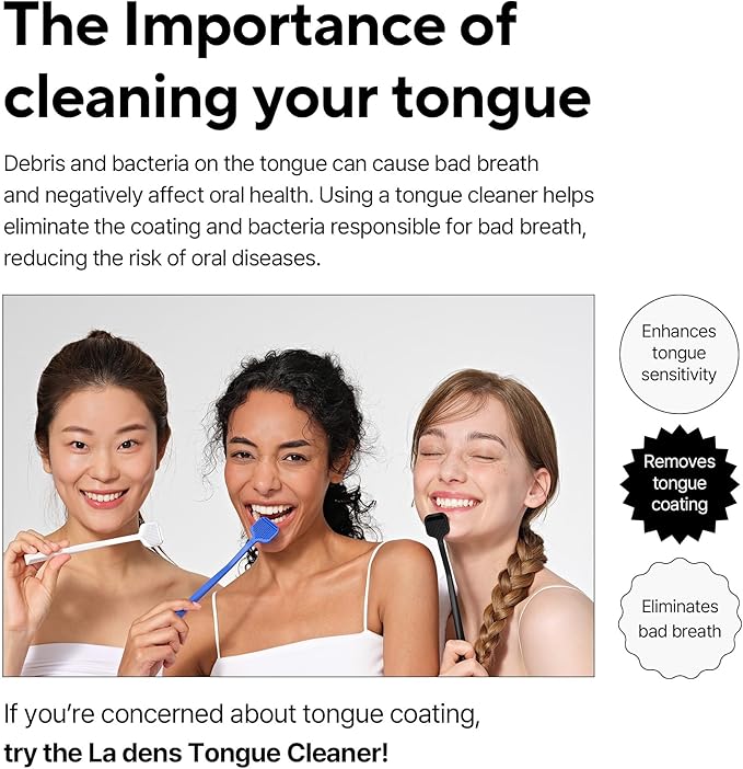 Tongue Scraper – Dual Scraper & 120 Micro Brushes for Fresh Breath, Soft TPE, Anti-Gag Design (Blue)