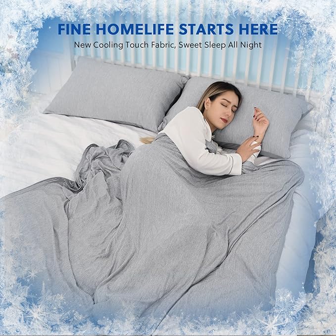 HOMFINE Cooling Blankets for Hot Sleepers - Summer Blanket Thin Lightweight Breathable Soft Double Side Enhanced Cooling for Bed Couch Sofa, Keep Cool for Night Sweats (Grey, 60 x 80 inches)