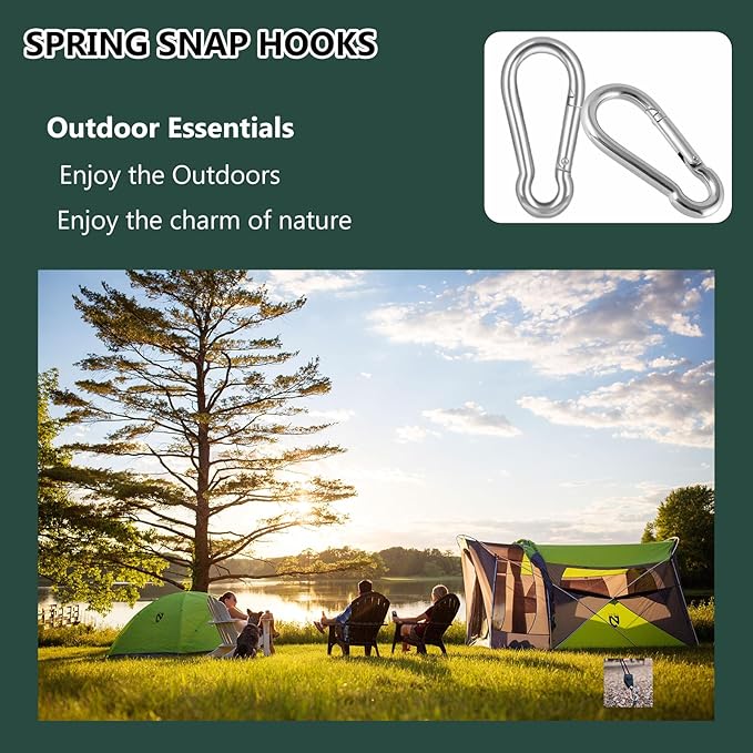 M6 Spring Snap Hook Carabiners, Carabiner Clip, Heavy Duty Galvanized Steel Spring Clip, Quick Link Key Chain for Swing Hammock Gym Outdoor, Holding Capacity