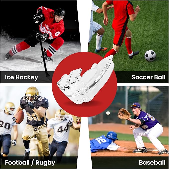 SafeGrin Transparent Braces Mouth Guard for Braces for Sports - Premium Silicone Teens & Youth Upper & Lower Teeth Protection for Sports - Football, Lacrosse, Hockey, Baseball