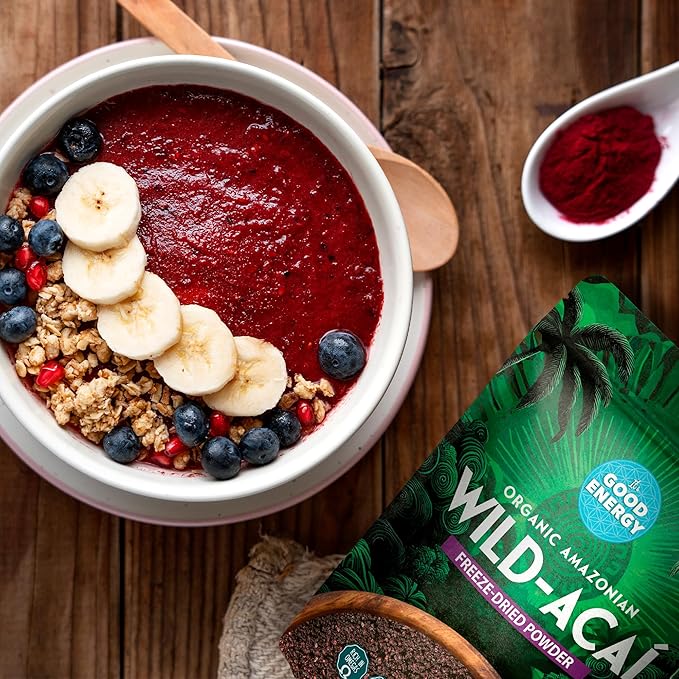 It’s Good Energy Organic Amazonian Wild Acaí Powder | Freeze-Dried | 8x More Antioxidants, Rich in Omega 3-6-9 | Non-GMO, Gluten-Free, Keto | No Sugar | Great for Smoothies & Drinks