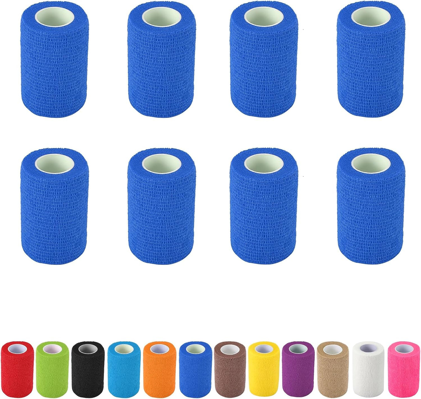 8 Pack Self Adhesive Bandage Wrap, 3 in x 5 Yards Non-Woven Self Adherent Cohesive Bandage, Vet Wrap Wound Tape for Thumb Finger Wrist Knee Ankle, Royal Blue