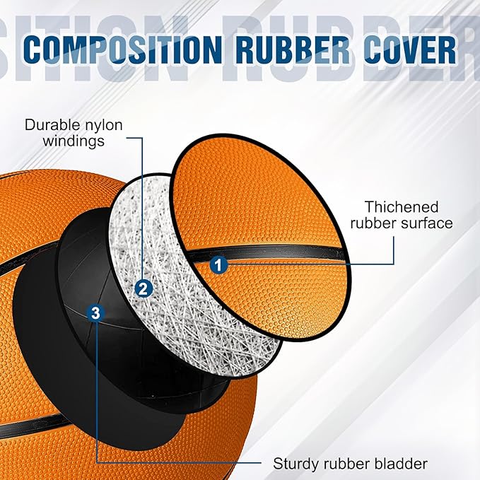 HyDren 12 Pcs Basketballs Bulk with Pump Donation Supplies Size 5/6/7 Deflated Basketball for Outside Sport Operation Machine Stitched Ball