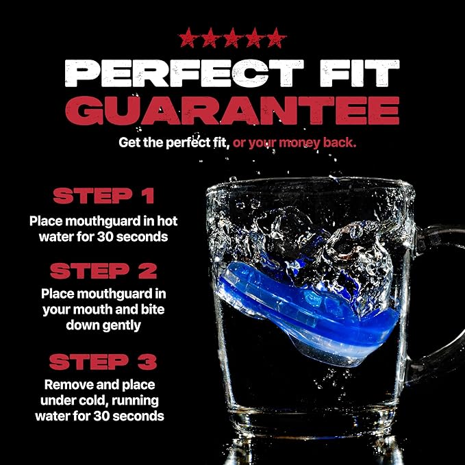 SafeJawz Mouthguard for Braces, One Size Re-Mouldable Mouth Guard with Case for Boxing, Basketball, Football, MMA, Lacrosse, Hockey and All Contact Sports (Ice Blue)