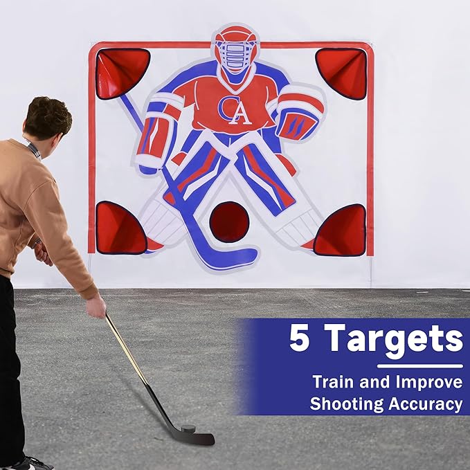 MABOZOO Hockey Shooting Tarp, 16ft x 8 ft Hockey Training Equipment for Shooting Foldable Target Practice Protect Wall or Garage Door