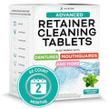 Retainer & Mouth Guard Cleaner Tablets - Mint Flavor Retainer Cleaner Tablets & Invisalign Cleaner -Denture Cleaning Tablets, Denture Cleaner, Aligners, Night Guard - Oral Dental Care FSA HSA Approved