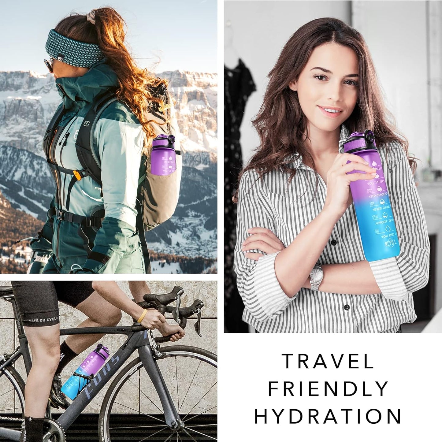 Hyeta 32 oz Water Bottles with Times to Drink and Straw, Motivational Water Bottle with Time Marker, Leakproof, Drinking Sports Water Bottle for Fitness, Gym and Outdoor