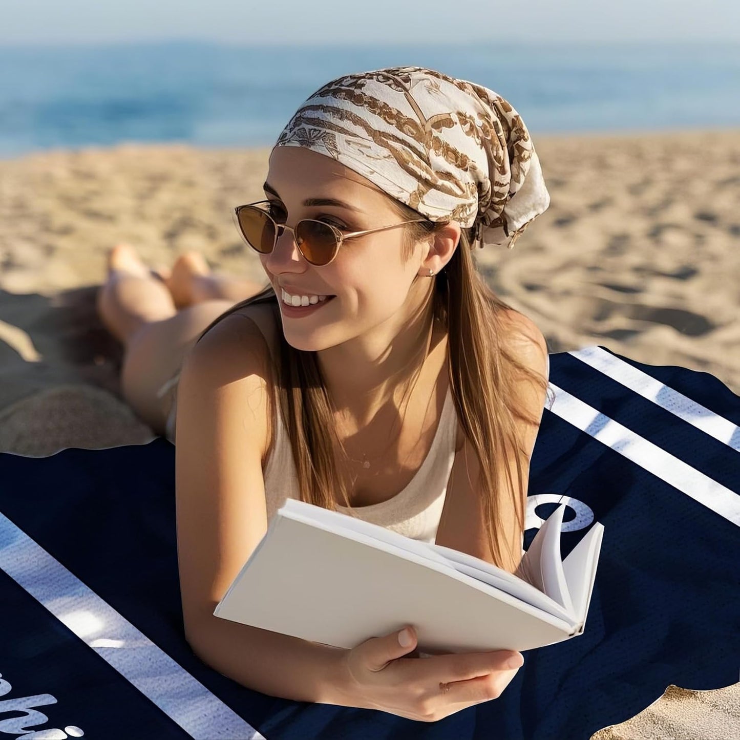 JML Personalized Beach Towel with Name, Custom Anchor Beach Towel, Customized Microfiber Pool Towel, Quick Dry & Absorbent Swim Towel for Adult,Anniversary, Birthday, Summer Holiday,Vacation
