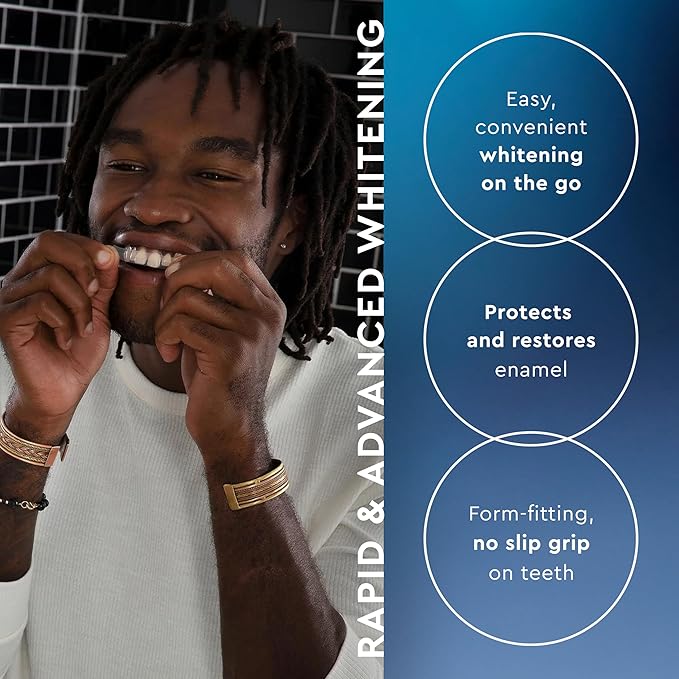 MOON Dissolving Teeth Whitening Strips, 28 Platinum Express No Rinse White Strips, Winter Mint, Hydrogen Peroxide & Essential Oils, Whiten Sensitive Teeth up to 8 Shades in 1 Week, Travel Essentials